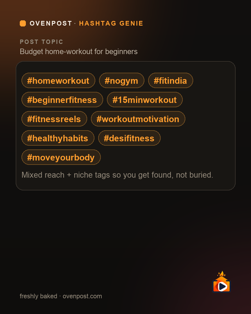 Tag cluster for a home-workout post