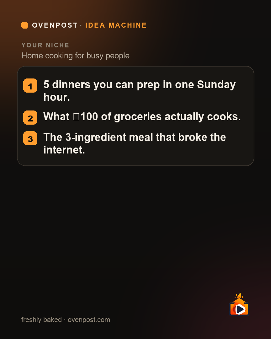 3 ideas for a home-cooking niche
